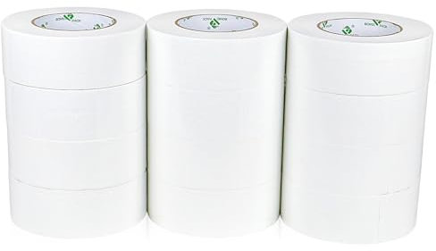 BOMEI PACK 12 Rollen weiß Panzertape - 50 mm x 50 m, stark klebend - handreißbar - gewebeverstärkt - Gewebeband |-Panzerband Reparaturband