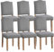 Yaheetech Lot de 6 Chaises de Salle à Manger à Haut Dossier Chaises de Cuisine Pieds en Bois Massif Design Classique avec Boutons Bronzés Fauteuils et Chaises pour Salon Sièges Rembourrés Gris Foncé