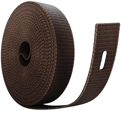 MEISTERBAU - 6m Rolladengurt 14mm [Made in Germany] - Rolladenband für Rollläden an Türen und Fenster - Extrem Reißfest & UV-Stabil - Rollladengurt mit starken Kanten (Braun, 6m lang - 14mm breit)