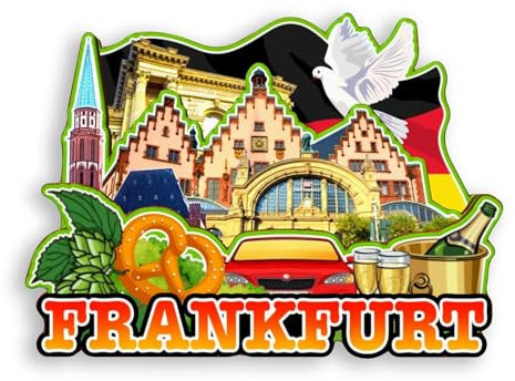 Quwsne Kühlschrankmagnet Frankfurt Deutschland Kühlschrankmagnet Stadt Reise Souvenirs Touristengeschenke 3D klassische Sehenswürdigkeiten handgefertigt Handwerk Heimdekoration -1169