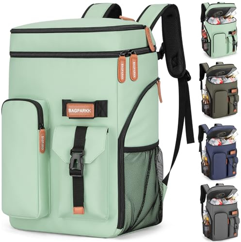 BAGPARKK Isolierter Kühlrucksack, 33 Dosen, multifunktional, doppelstöckig, auslaufsicher, Kühltasche mit Brustgurt, große Kapazität, leicht, Reisen, Camping, Strandrucksack
