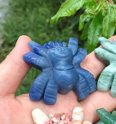 AOHRO Cristal Natural en Bruto 1 Pieza de Piedra de Cristal de Jade de Dongling Natural inglés Tallada a Mano de Dibujos Animados Lindo Animal araña decoración del hogar Manualidades Co
