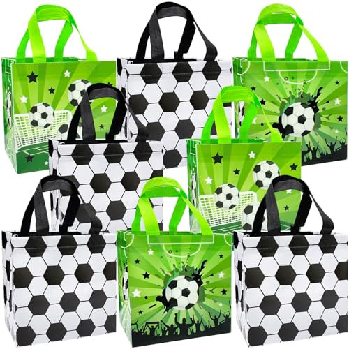 12 Stück Fußball Geschenktüte, Fußball party Geschenktüten, Fußball Mitgebsel Kindergeburtstag, PQKL-party Fußball Goodie Taschen, Fussball Geburtstag Süßigkeitstüten, für Junge Football Party Bags