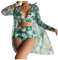 Damen-Bikini, 3-teilig, mit Kordelzug, Push-up-BH und Hose, langärmliges Set, Y6 - Grün, 50
