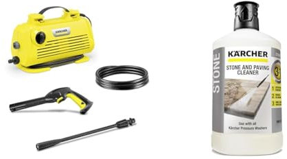 Kärcher K 2 Horizontal Pressure Washer, Pressure: max. 110 bar, Flow Rate: 360 l/h & 62957650 3-in-1 Stone Plug and Clean - Black