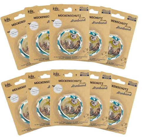 kda Stilvolle PU-Leder Mückenschutzarmbänder Mückenschutzarmband im Sparset - Klassik und Dark Edition Design - Größenverstellbar Camping Urlaub Mückenschutz Outdoor Mücken (Maritim 10er Set)