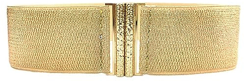 SUCHUANGUANG Goldenes Korsett, breiter Korsett-Taillengürtel, dekorativer Taillenmieder, elastischer Waspie-Gürtel, glitzernder Waspie-breiter Gürtel für Frauen, Gold