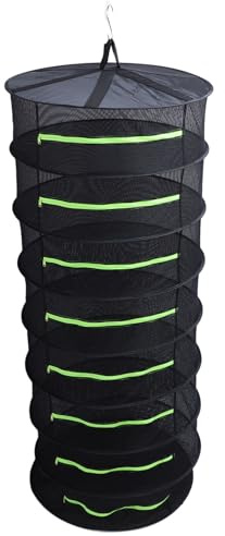Jectse Rejilla para Secar Hierbas, Red de Malla Colgante con Diseño de Apertura de Cremallera, Multifuncional Impermeable con Anillos de Acero, para Hierbas, Plantas, Flores y Verduras