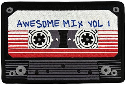 Urbanski Patch Retro Vintage Cassette Awesome Mix Vol. 1 Embroidered Iron-On Patch 8,8 x 13,4 cm | Sew or Iron On Applique Badge