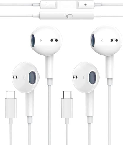 2Pack Cuffie USB C per iPhone 15 Pro Max/15 Plus, Cuffie Type C con Microfono Hi-Fi Stereo Auricolari USB C con filo In-Ear Cuffie per Samsung S23 S22 S21 S20 A54, Google Pixel 8 7 6A, OnePlus 10 9