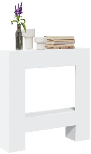 Rantry Weißer Kaminrahmen 81 x 18 x 82 cm aus Spanplatte, Holzregal für den Innenbereich, Holzregal für Kamin, Holz für den Innenbereich, stapelbar, Ablage aus Holz