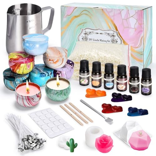 BuzzoXerex Kerzen Selber Machen Set, DIY Kerzenherstellung Kit, 8 Duftkerze Weihnachten Geschenkset mit 6 Ätherische Öle, 480g Sojawachs, Kerzendochte, Kerzen Gießen, Farbstoffen, Wachsschmelztiegel