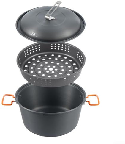 Set di pentole con foro per cottura a vapore di grandi dimensioni, in lega di alluminio, pentola a vapore, 4 5L (pentola a doppia maniglia)