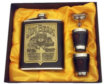 HESHUYAN Hip Flasks For Men 7oz Flagon Stainless Steel Hip Flask Set With Gift Box Pu Leather Wrapping Hip Flask