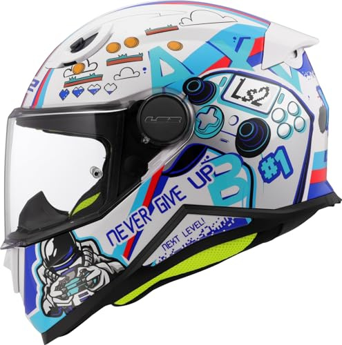 LS2 Unisex Kid Next Level White Integral-Motorradhelm für Kinder