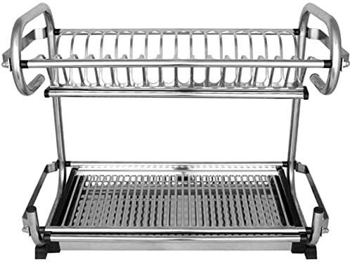 GLJTUO Escurridor De Platos Escurridor De Platos De Acero Inoxidable Escurridor De Platos para Colgar En La Pared Rejilla Doble para Guardar Cubiertos Escurridor De Platos para,