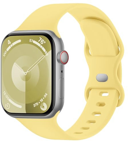 Sycamond Silicone Band Compatible with Apple Watch 41mm 40mm 42mm 38mmm, Replacement Sport Strap Wristband for iWatch Series 11 10 9 8 7 6 5 4 SE Ultra 3 2 1 Women Men, S/M Yellow
