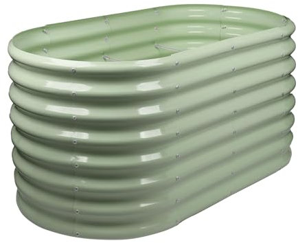 Harbour Housewares Raised Garden Bed - Green - 120 x 60 x 60cm - Rounded - Bottomless Metal Raised Bed Galvanised Steel Planter Box for Growing Outdoor Plants, Vegetables, Flowers and Herbs