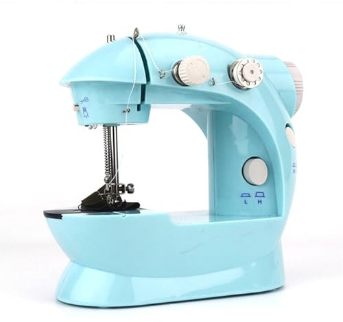 Elektronische Nähmaschine, Mini-Nähmaschine Doppelfaden 2-Gang-Nähmaschine mit Pedal für Kleidung, Vorhänge, Kunsthandwerk mit 99 Stück Nähzubehör und Verlängerungstisch