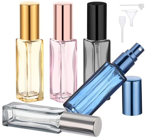 Segbeauty Parfümzerstäuber 10ml, 5 Stück Parfum Zerstäuber für Unterwegs, Parfum Reise Zerstäuber, Nachfüllbar und Tragbare, für Datum, Party, Arbeit, Reisegadget (Glas)