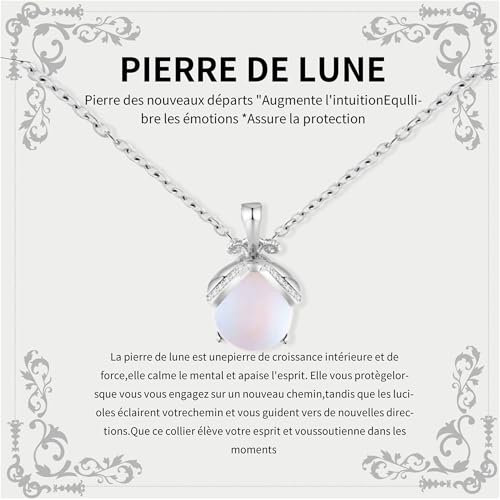 Collier Pierre De Lune pour Femme - Cadeau Original Anniversaire pour Maman, Sœur, Amie, Fille, Ado