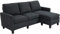 HOMCOM Ecksofa mit Schlaffunktion, L-Form Sofa mit Bettkasten, Couch mit Kissen, Eckcouch für Schlafzimmer, Wohnzimmer Polyester, 197 x 139 x 91 cm, Dunkelgrau