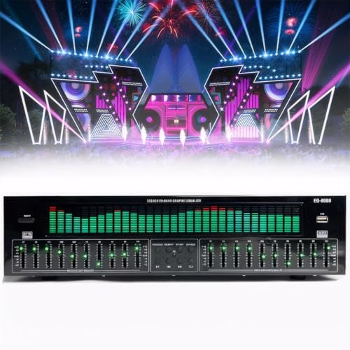 Kadxyan Égaliseur Numérique De 31 Bandes, EQ Stéréo Graphique, Analyseur De Spectre Musical, Décodage Audio Numérique Bluetooth 5.4 Coaxial Optical, Réduction du Bruit, pour L'enregistrement Studio