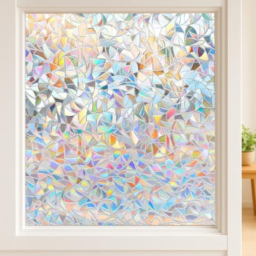 vgoltd Window Film Rainbow Privacy Film For Glass Windows Decorative Stickers For Glass Privacy Static Cling Rainbow Vinyl Films For Home & Office (30cm x 1m)