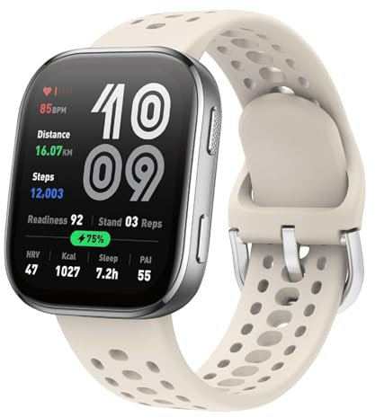 GIOPUEY Armband Kompatibel mit Amazfit Bip 6, Weiches Silikon Armband [Verschleißfest] [Atmungsaktiv] Ersatzarmband - Beige