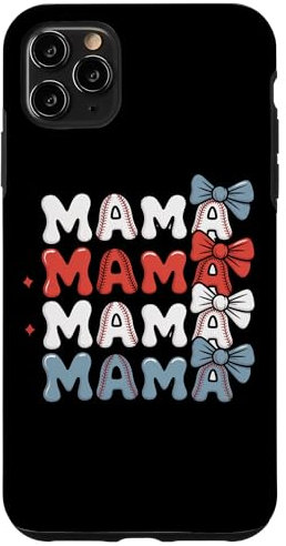 Mama Baseball Stitch Bow Mama Mama Case for iPhone 11 Pro Max