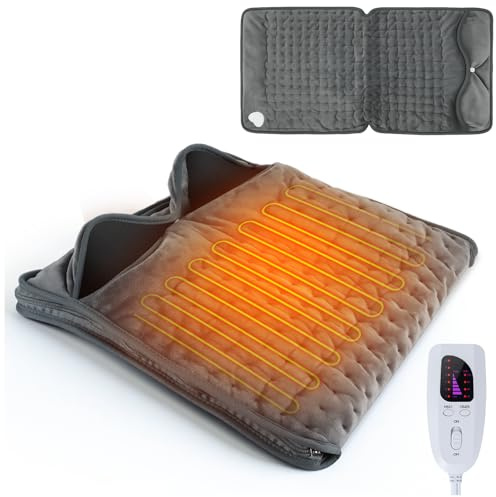 Ninonly 40X80 Scaldapiedi Elettrico Piedi Cerniera Design con 6 Livelli di Temperatura e 4 Timer Spegnimento Automatico Cuscino Tappeto Riscaldante Piedi Lavabile per Donne Uomini Grigio