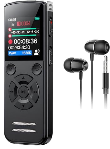 64GB Diktiergerät Digital, Diktiergerät Aufnahmegerä mit Playback, Tragbares USB-C Aufnahmegerät, Digital Voice Recorder, Diktiergerät Mini für Arbeit, Studie, Meetings, Interviews