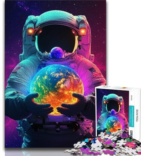 Puzzles für Teenager Astronaut hält die Erde Puzzles anspruchsvolle Spielegeschenke ganze Familie 38x26cm