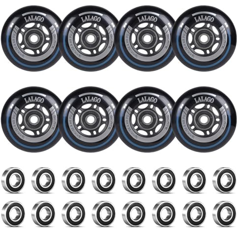 LALAGO 8er Inline Skate Rollen 76mm, für K2 Hudora Gonex Apollo Inline | 88A SHR PU, mit Kugellager ABEC 9, Inline Skate Räder, Outdoor/Indoor-Rollschuh-Räder für K2 Hudora Gonex Apollo Inline Skate