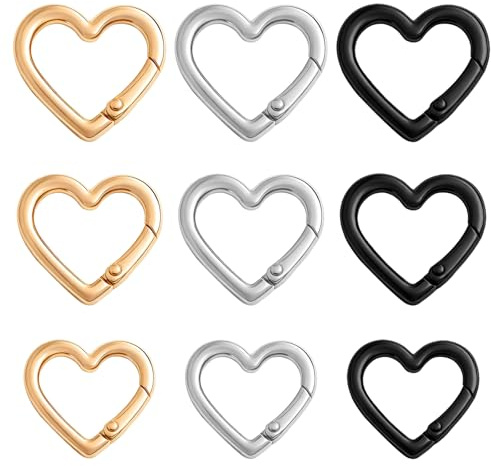 9 Stück Karabiner Herz Karabinerhaken, Karabiner Schlüsselanhänger In Herzform Aus Aluminium Farbe Herzkarabiner Herz Karabinerhaken Klein für Rucksack Camping Wasserflasche Schlüsse