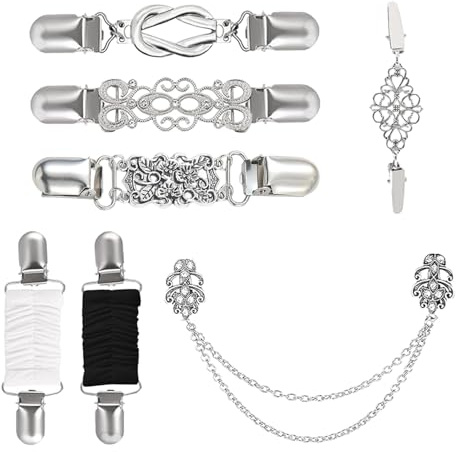 wlsvega 7 Pièces Cinch Clip Cardigan Femme,Pince VêTement,Clip de Cardigan | RéGlables, AdaptéS Aux Robes, Chemises, Foulards, Costumes, Manteaux, Pulls, Cardigans