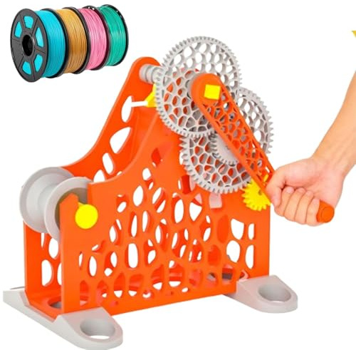 Elektrischer/Manueller Spulenwickler, 3D-Filament-Umspuler, Intelligenter elektrischer Spulenaufroller mit 6-W-Motor, Abnehmbares Moduldesign, for Drähte bis 1 kg(Orange,Manual)