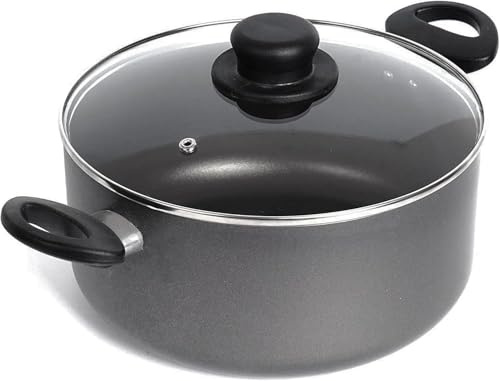 Homatz Stock Pot 8L - 28cm Cooking Pot, Non Stick Pot - Induction Base Aluminum Saucepan Casserole Pot - Stockpots Cooking Pots Aluminum Glass Lid Heat Resistant Handles