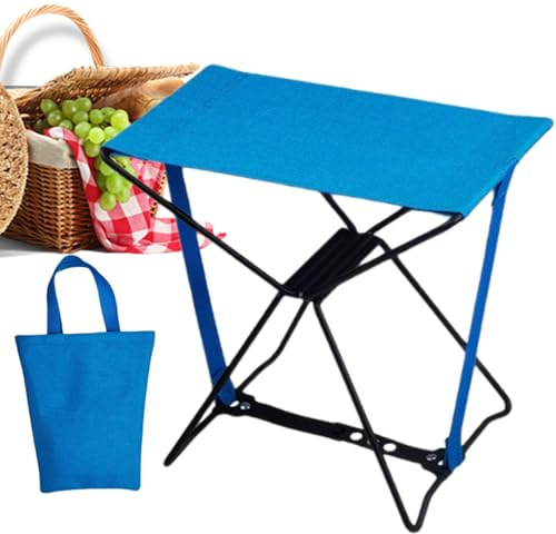 Foldable Camping Stool, Lightweight Small Seat, Portable Chair with Carry Bag, Steel Frame with Oxford Fabric, Outdoor Travel Picnic Organizer Compact Design, Supplies for Hiking Fishing