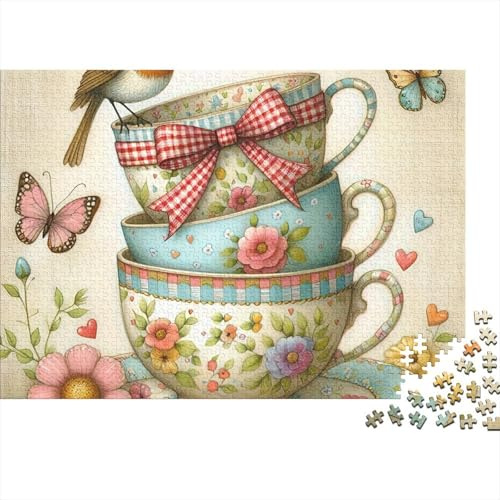 1000 Pieces Mini Jigsaw Puzzle Teacup Butterfly for Adults