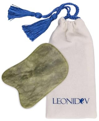 Leonidov® - PREMIUM Gua Sha Jade Stein - 100% natürliche Hautpflege für Straffung der Haut - Gesichtsmassage für Augen und Körper - Natürliche Skin Care - Lymphdrainage und Hautverjüngung