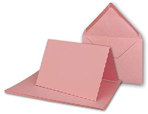 Coupe ondulée DIN A6 / C6. 50 Sets 16-Rosa