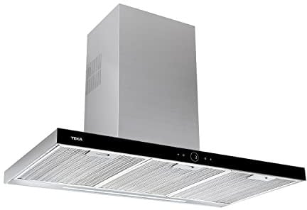 Teka DLH 986 T - Campana Extractora 90 cm, Decorativa, con Touch Control y Motor Ecopower, 3 Velocidades, Iluminación LED, Programador de Tiempo, Color Cristal Negro e Inoxidable