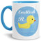Tassendruck Geschenk-Tasse zum Ruhestand mit Spruch: Endlich (R) Ente/Rente/Rentner/Pension/Abschieds-Geschenk/Innen & Henkel Hellblau