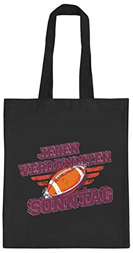 American Football Gruppen Fan natur Jutebeutel Stoffbeutel Tote Bag Jeden verdammten Sonntag, Größe: onesize,schwarz natur