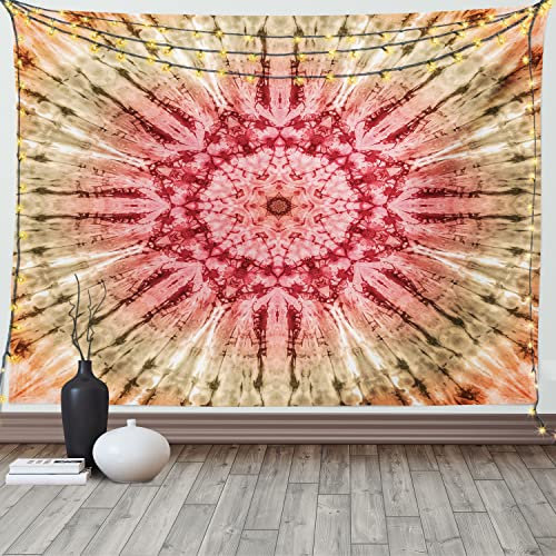 ABAKUHAUS Stoff Wandteppich und Tagesdecke, Batik Hippie Rotbraun aus Weiches Mikrofaser Stoff Waschbar ohne Verblassen Digitaldruck, 230 x 140 cm, Rot Braun
