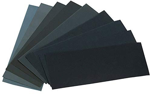 Lot de 24 feuilles de papier abrasif 12 grains assortis pour le ponçage du bois, du métal, du papier de verre humide sec 120/150/180/240/320/400/600/800/1000/1500/2500/3000 Grain