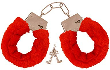SHATCHI Rote Handschellen Kostüm flauschig pelzig Handschellen Spiele Verkleidung Junggesellinnenabschiede Mädchen Abend Out Braut Bachelorette Party Zubehör lustige Geschenke