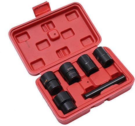 KATSU Tools 6 PCs 1/2 Inch Drive Nut and Bolt Extractor Set, 17/19/21/22/26mm Metric Sockets Lug Nut Remover Extractor Tool