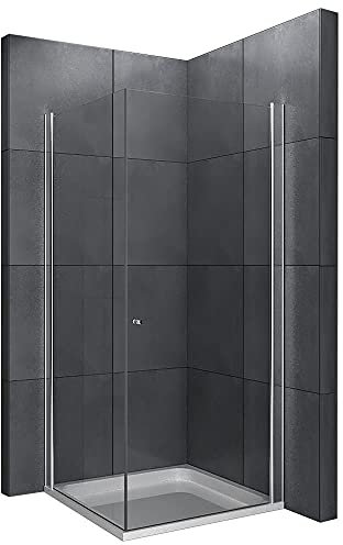 Alpenberger Duschkabine 90x90 Eckeinstieg | Eckdusche aus Sicherheitsglas ESG (6mm) Duschglas | Glaswand Dusche Klarglas mit Antikalk